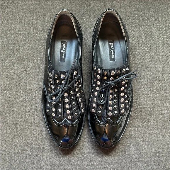 Paul Green Black Studded Oxfords - Picture 4 of 11